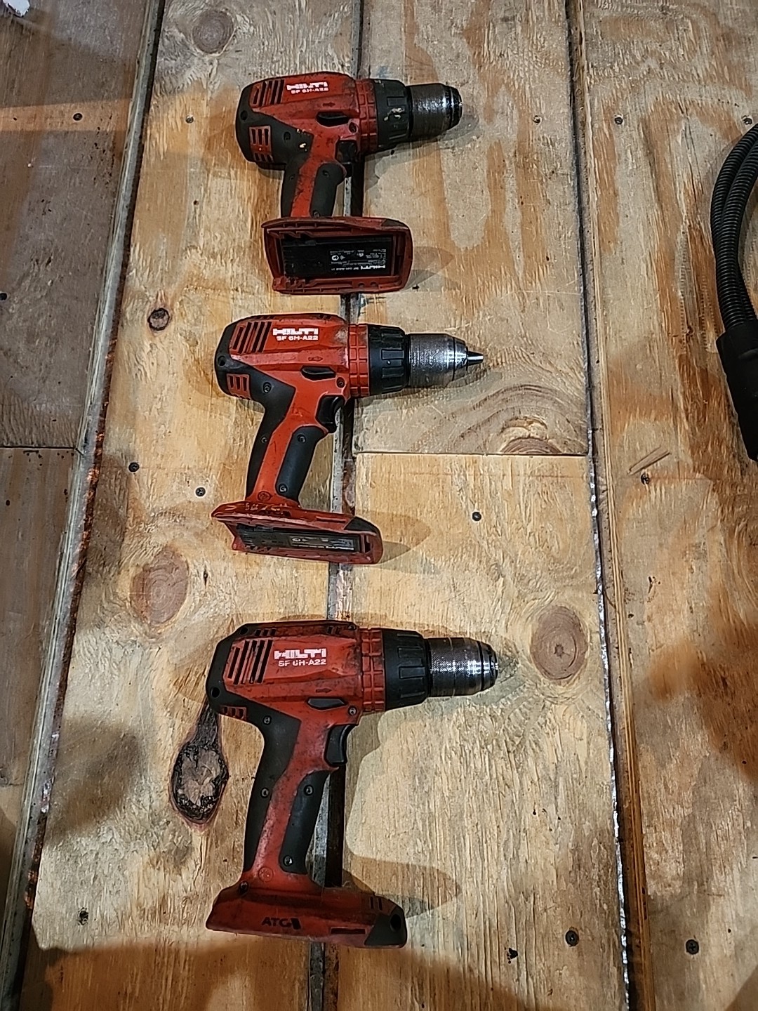 Package of 3 Hilti SF 6H-A22 ATC 22V Used Hammer Drill No Batteries Just Tools