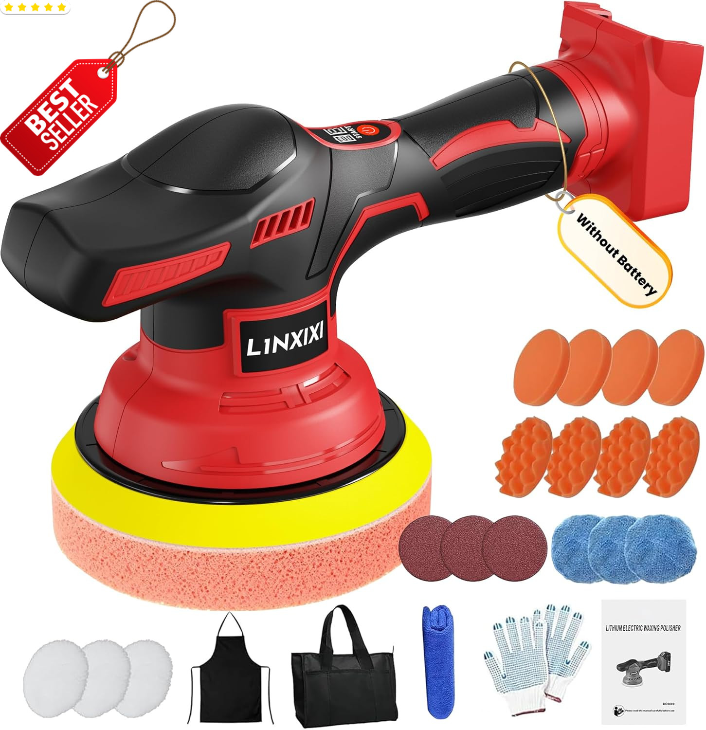 Cordless 6in Orbital Car Polisher Milwaukee 18V 26pcs Kit 8 Speed – US
