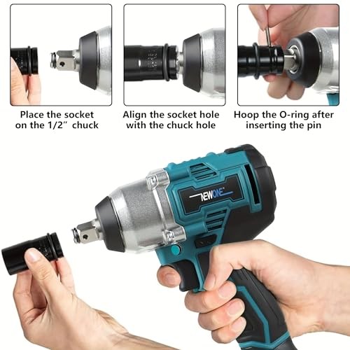 20v Brushless Crodless Impact Wrench – 370 Ft-lbs (500N.m) – Blue and Black