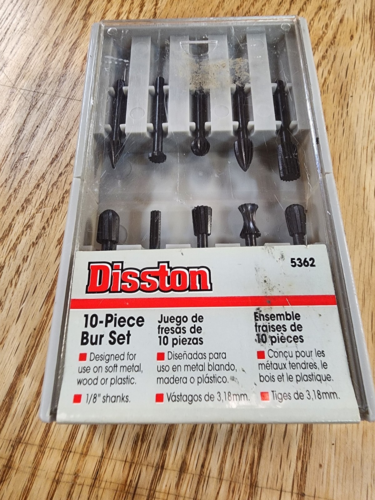 NEW disston 10 Piece Bur Set 5362 1/8&Prime; Shanks Soft Metal Wood Plastic Dremel USA