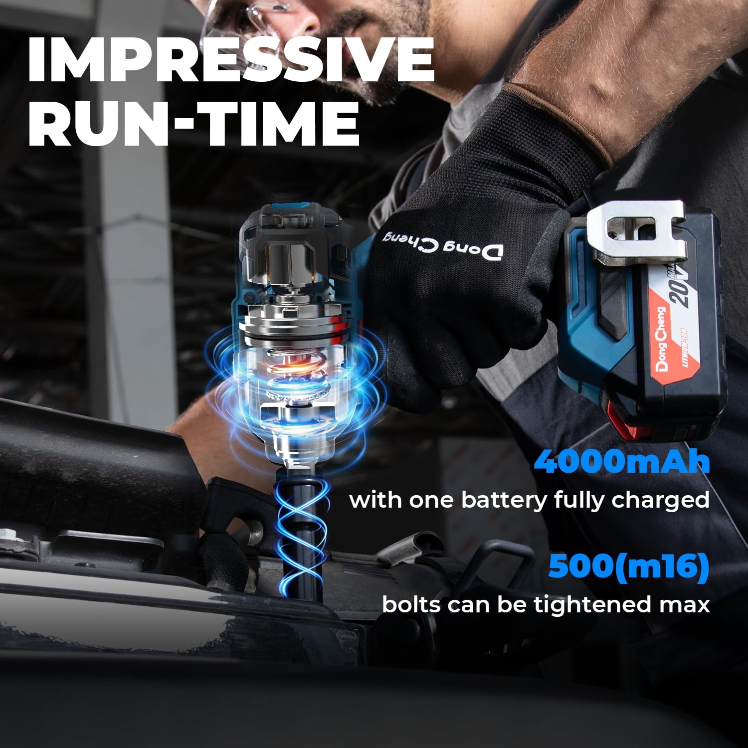 20V Brushless Impact Wrench, Max Torque 503 ft-lbs (682 N.m), 1/2 inch with 3…