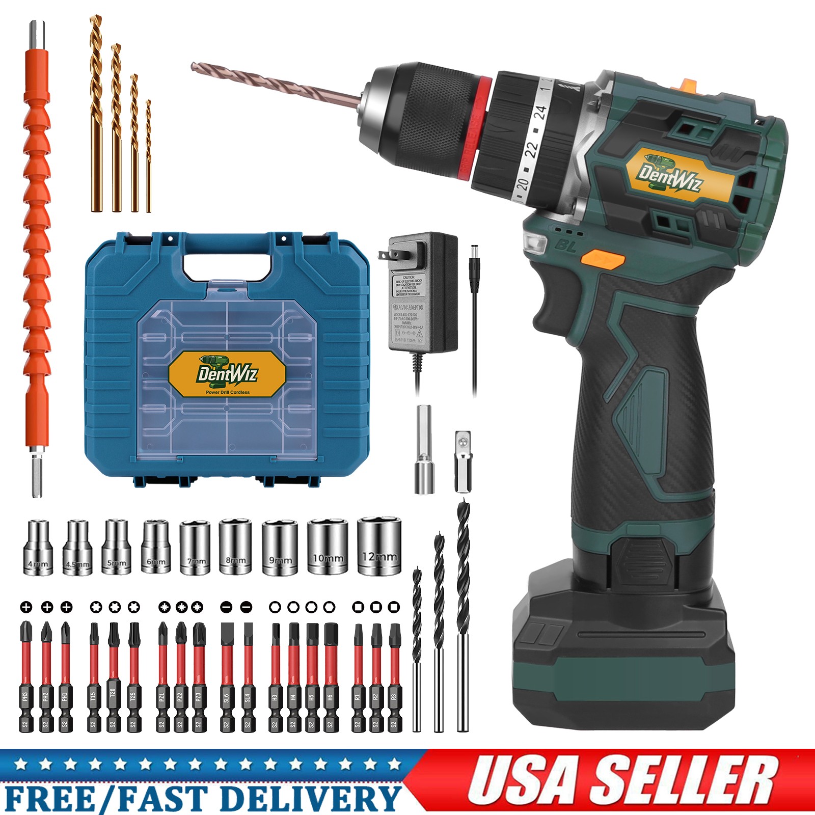 3/8&Prime; Cordless Hammer Drill/Driver Brushless For 3000mAH Battery 2-Speed