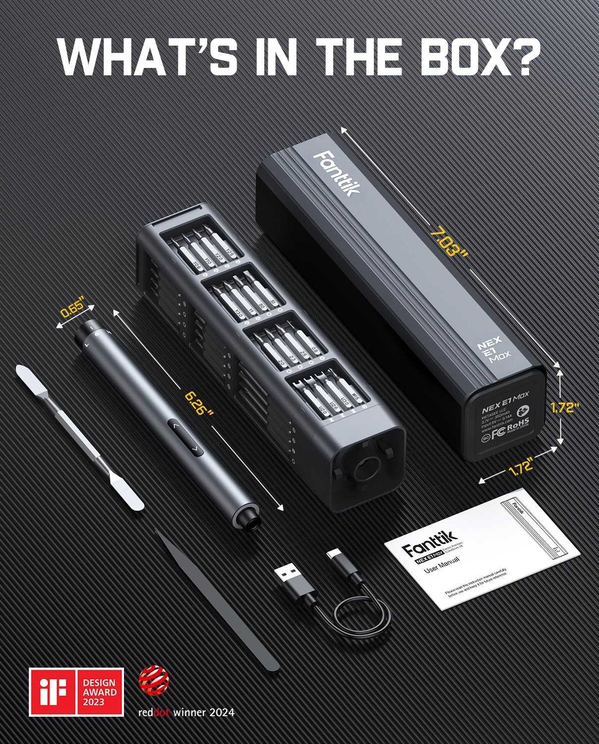 Fanttik E1 Max Electric Screwdriver Set 50 Bits Precision Rechargeable Tool Kit