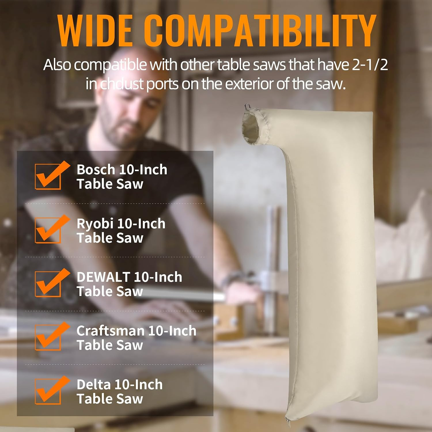 Extra Large Table Saw Dust Collector Bag Compatible for Dewalt/Ryobi/Bosch/Craft