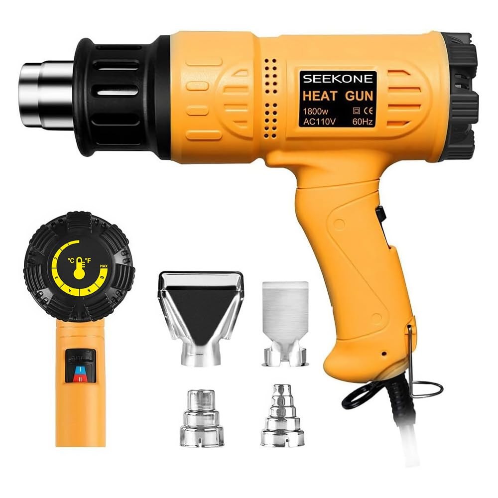 Heat Gun 1800W 122℉-1202℉（50℃- 650℃）Fast Heating Heavy Duty Hot Air Gun Kit V…