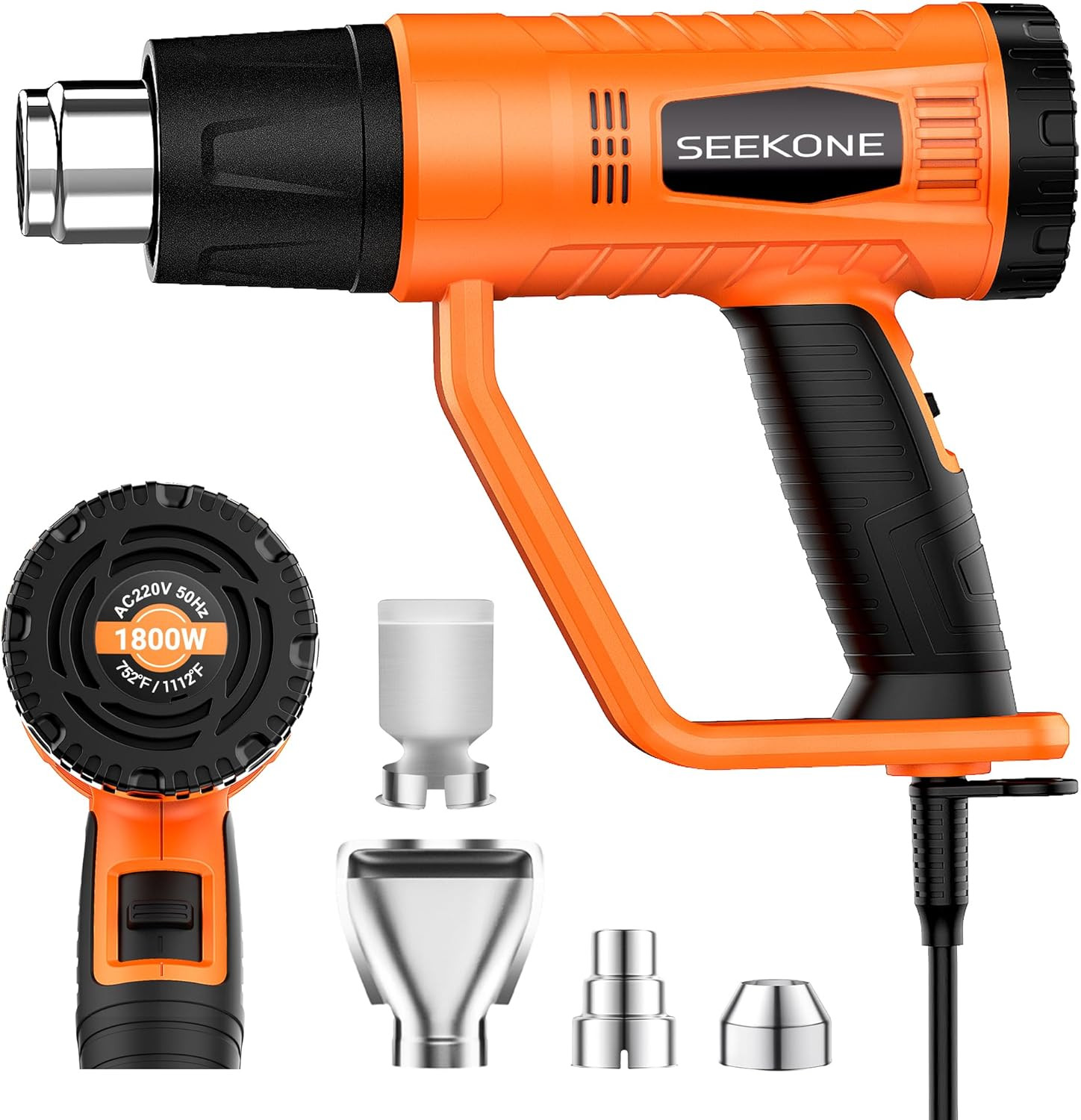 Heat Gun 1800W Heavy Duty Fast Heat Hot Air Gun Kit with 752℉&1112℉（400℃-600℃…