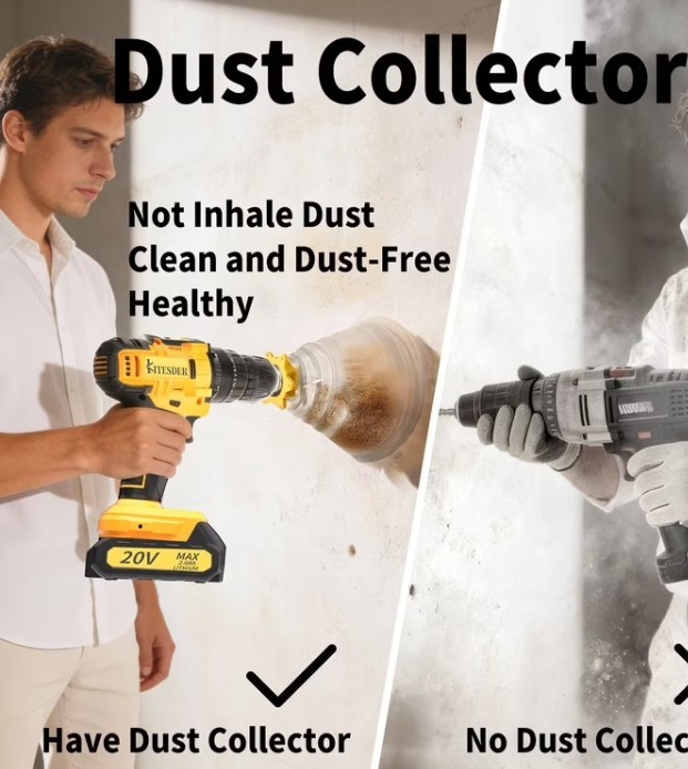 20V Cordless Impact Drill, 45Nm 2-Speed LED Light, 48/54Pcs Tool Kit, 2×2.0Ah