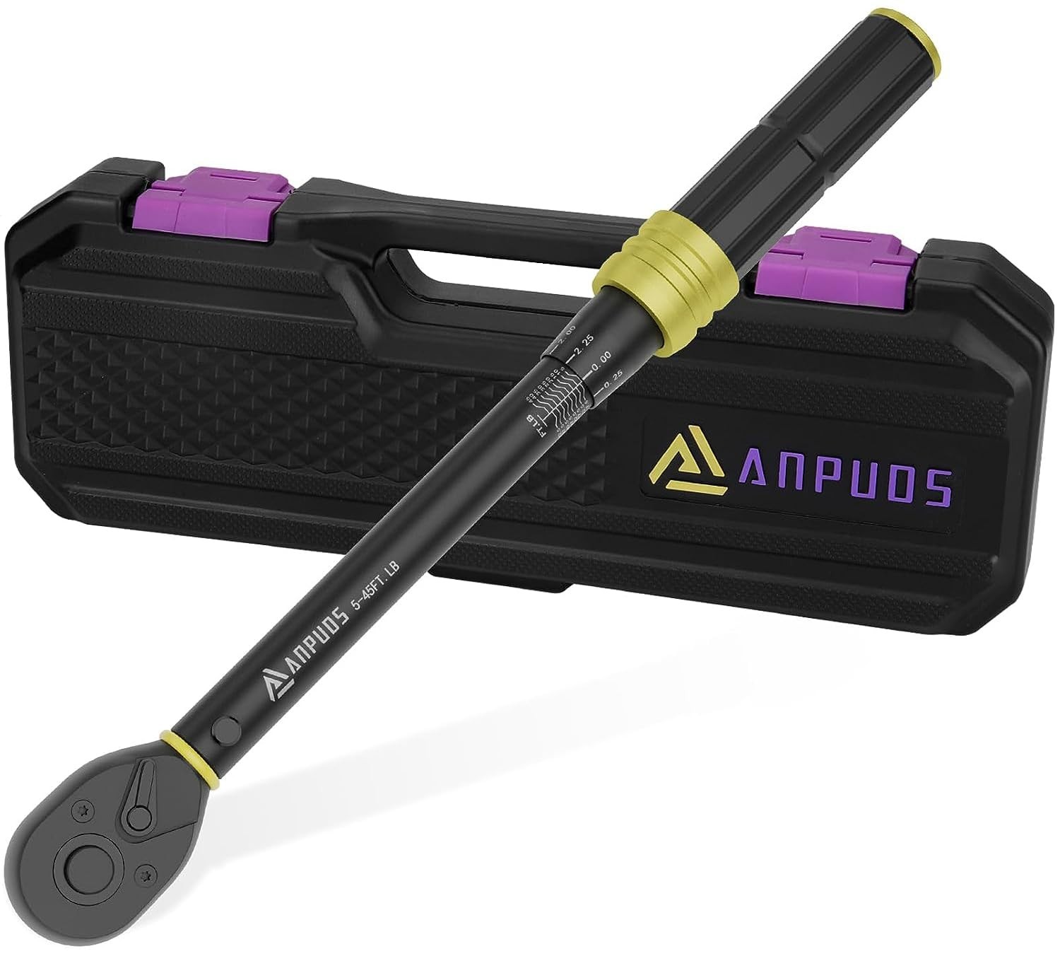 ANPUDS 3/8-Inch Drive Click Torque Wrench, 5-45 ft-lb / 6.8-61 Nm, Black