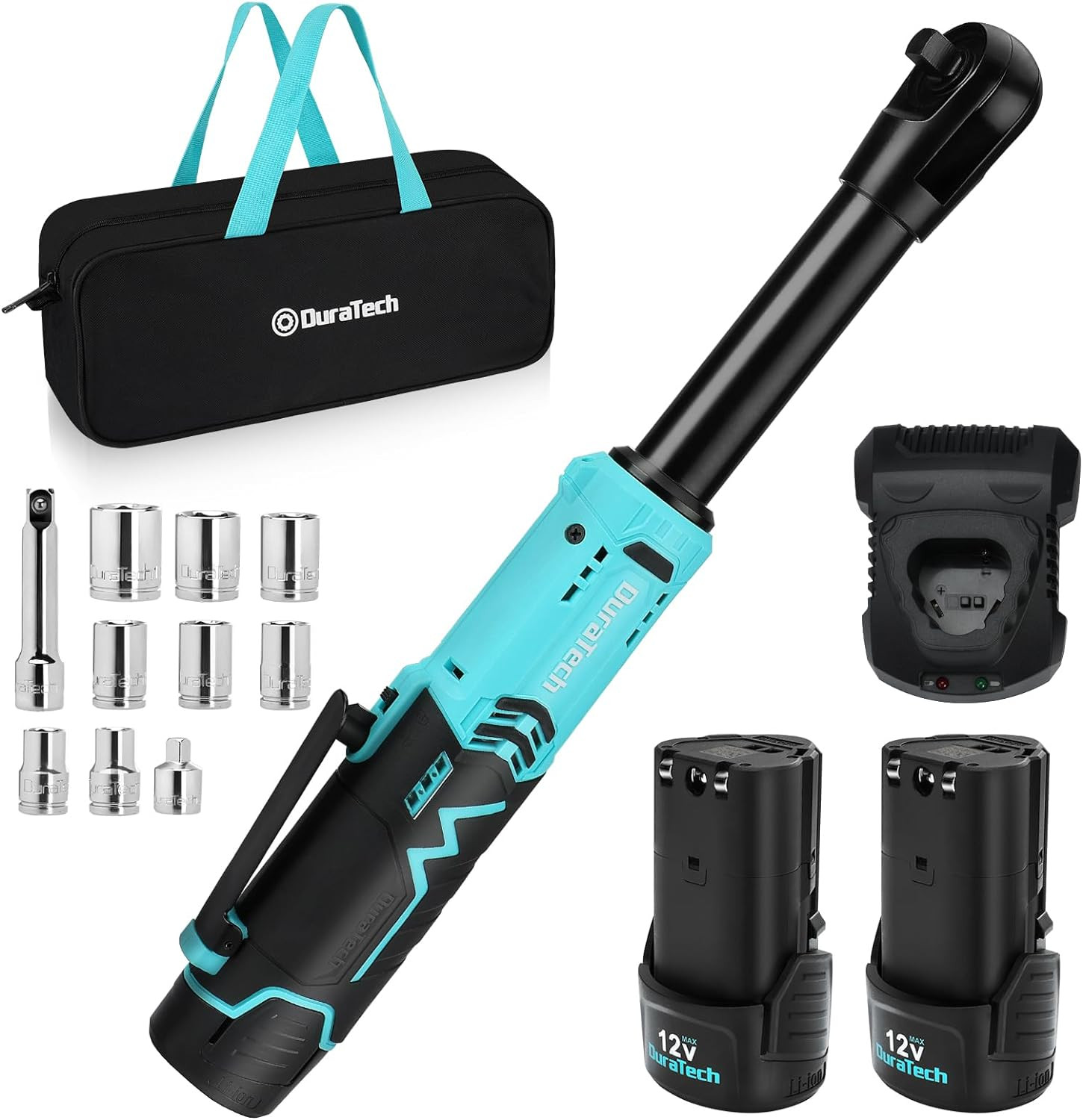 Extended Cordless Ratchet Wrench, 3/8&Prime; 12V 44 Ft-Lbs Long Neck Electric Ratchet