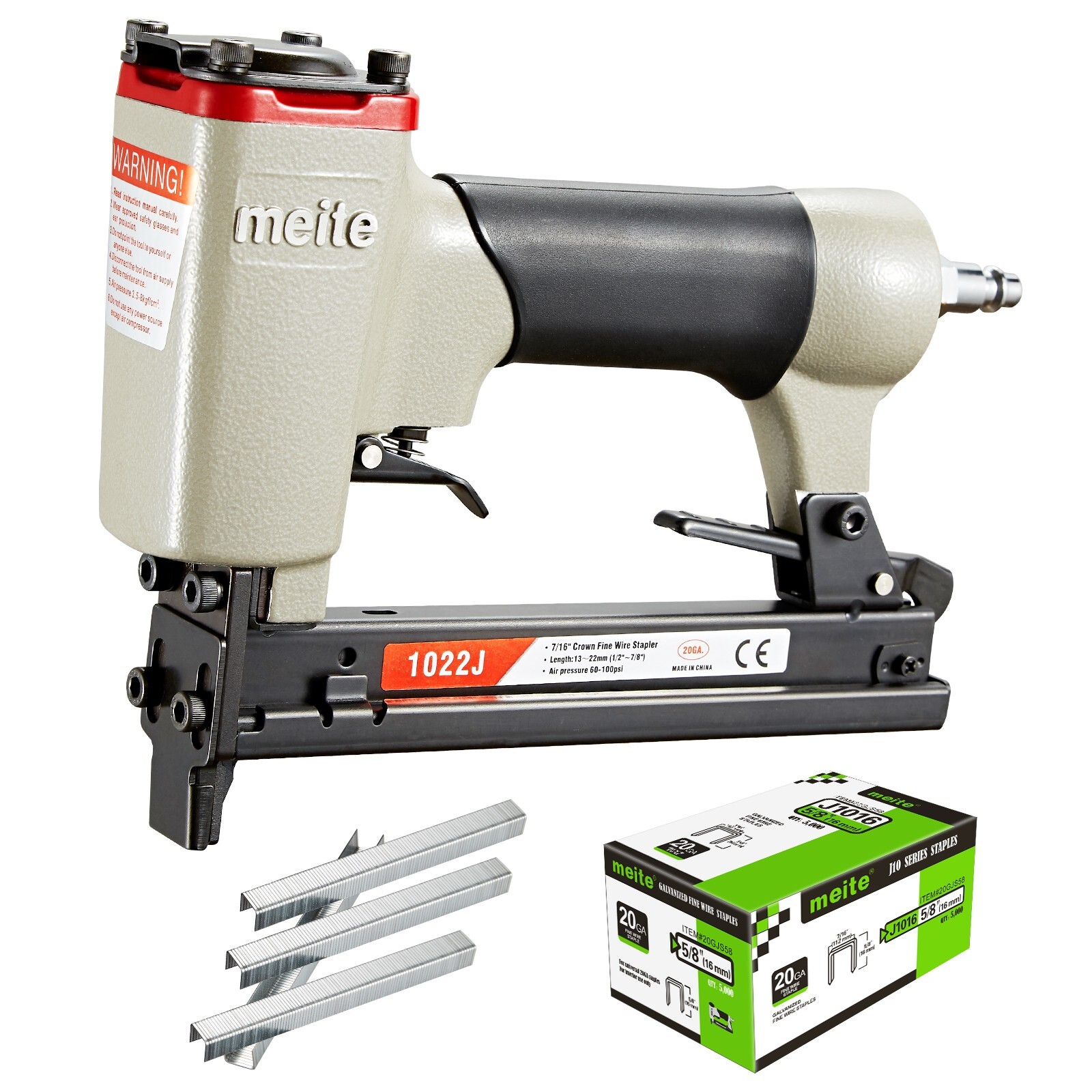 meite 1022J 20GA 7/16&Prime; Crown 1/2 to 7/8&Prime; Pneumatic Fine Wire Stapler Upholstery