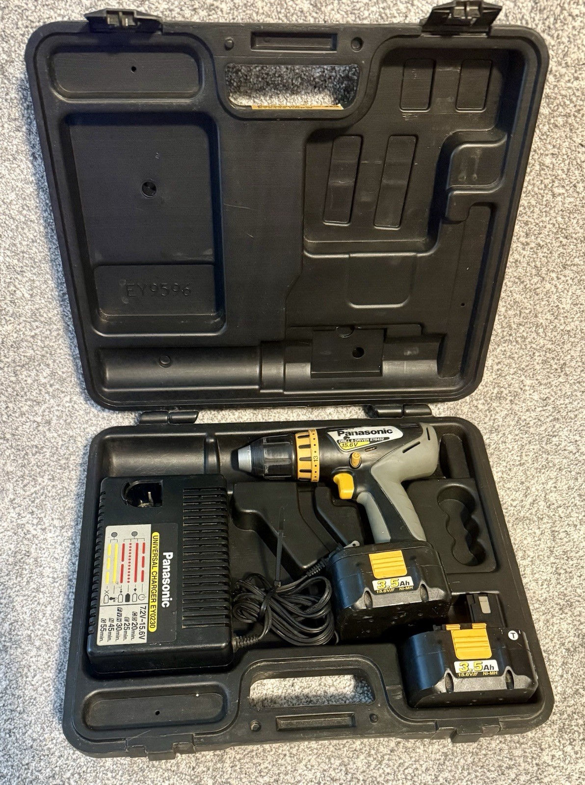Panasonic EY6432 15.6V Drill-Driver in Case W/ 2 Batteries and Charger – Tested