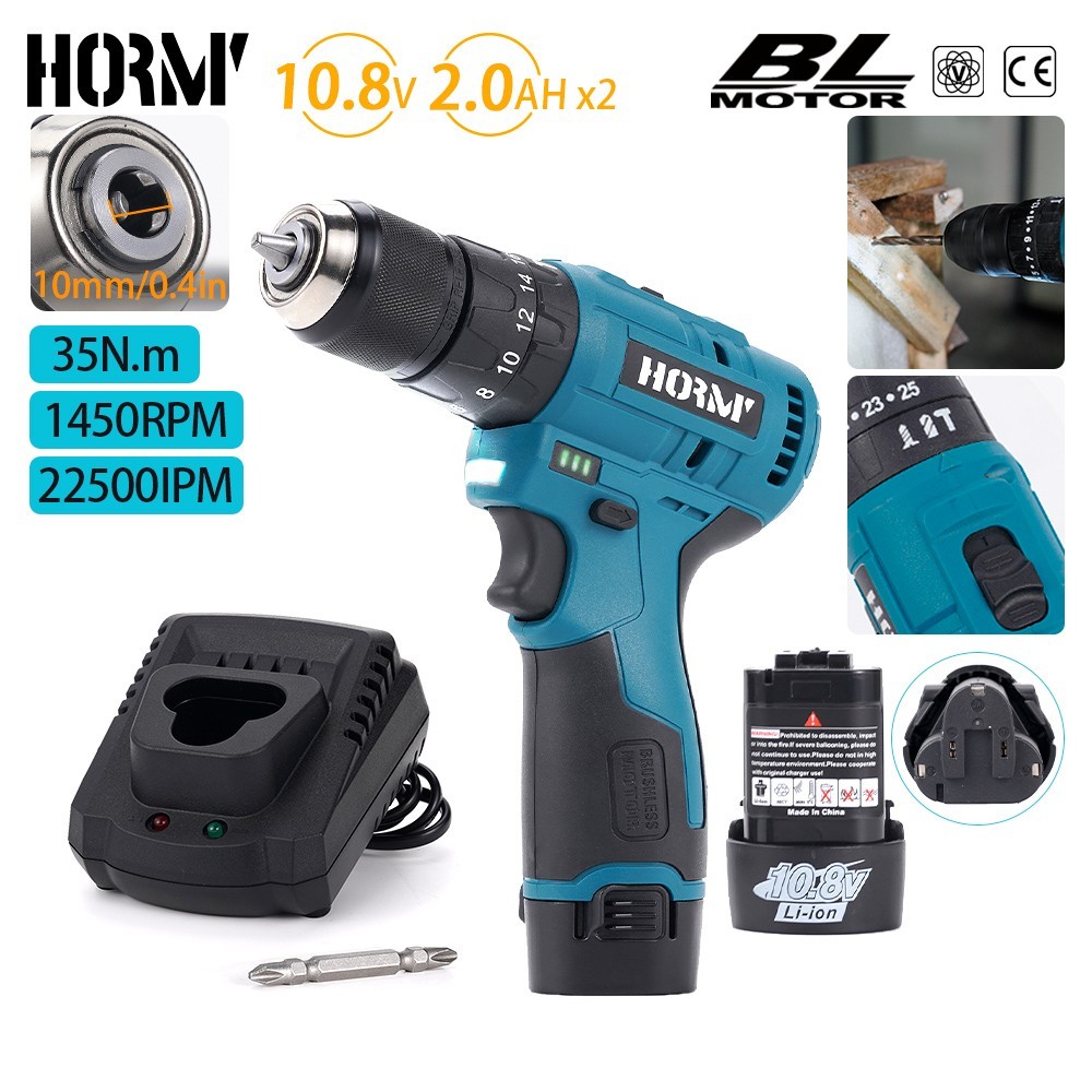 Cordless Hammer Drill with 2 Battery and Fast Charger Brushless Impact Driver US