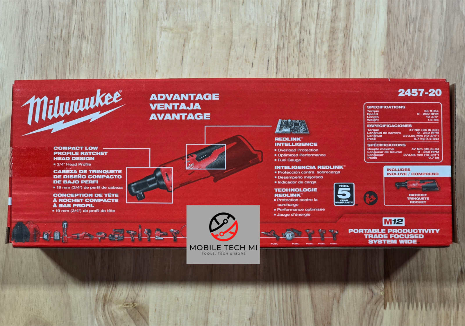 Milwaukee M12 2457-20 12V 3/8&Prime; Inch Cordless Ratchet – Brand New in Box