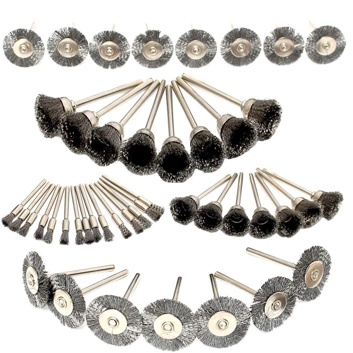 45PC Wire Brushes for Drill Set Stainless Steel Wheel Brushes Dremel Accessories