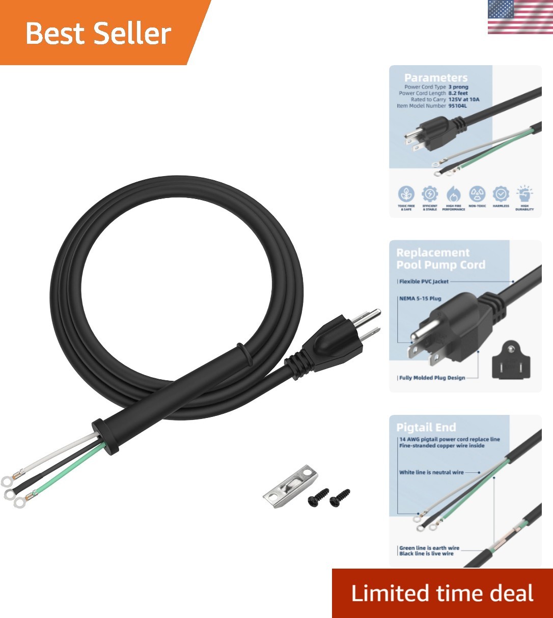 Durable 8.2ft Replacement Power Cord for SKILSAW Circular Saw – Easy to Install