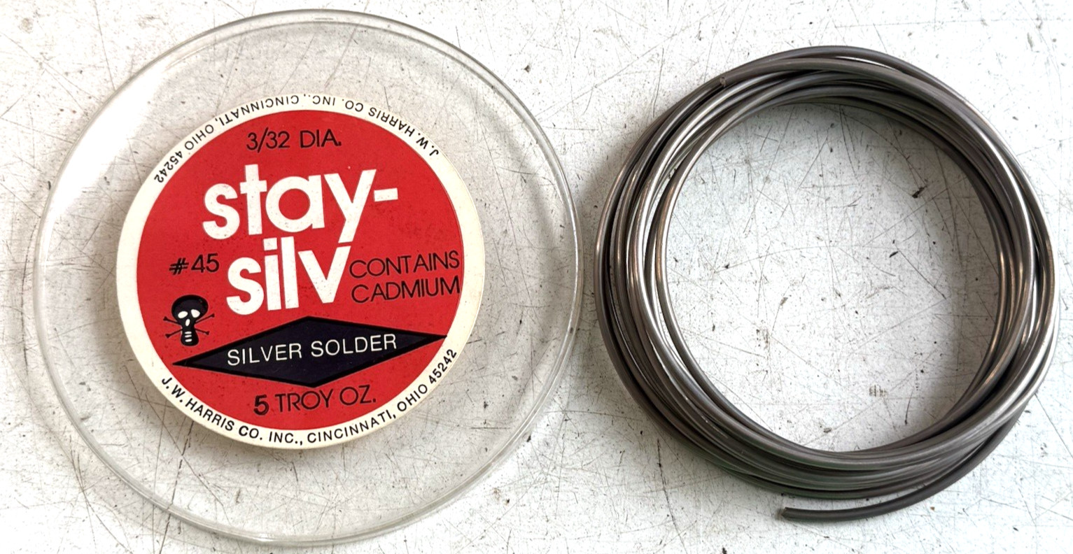 J.W. Harris Stay-Silv #45 Silver Solder Contains Cadmium 3/32&Prime; Dia. / 5 Troy Oz