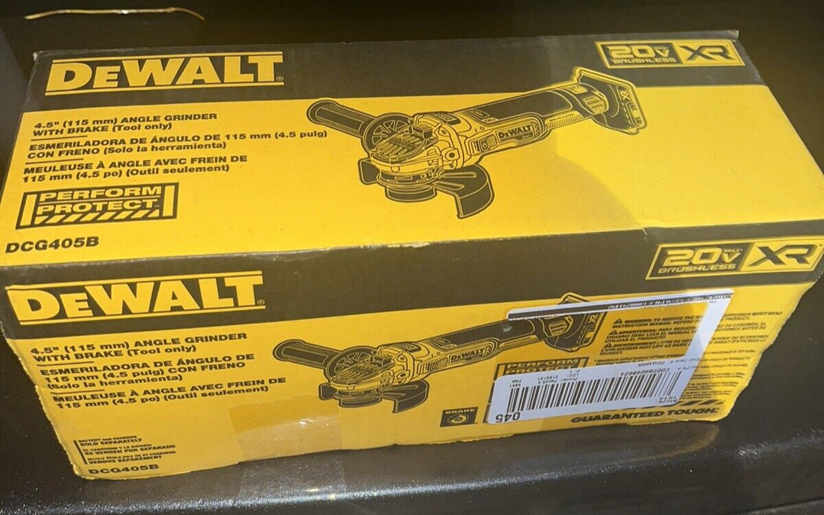 DEWALT DCG405B 20V MAX XR 4.5 in. Angle Grinder w/Kickback Brake (Tool Only) New