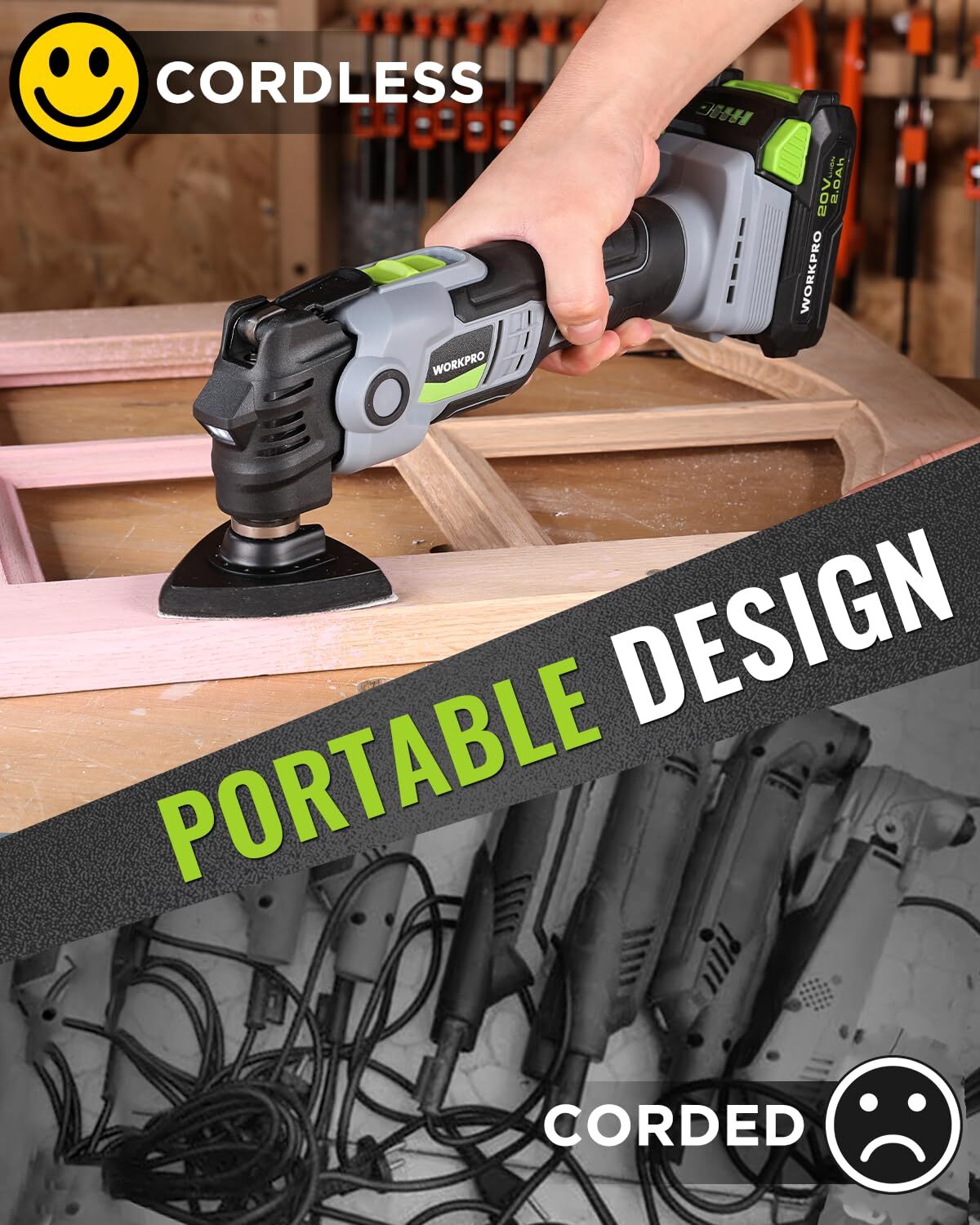 20V Oscillating Tool Kit Cordless Brushless 19000RPM Orbiting Multi Tool