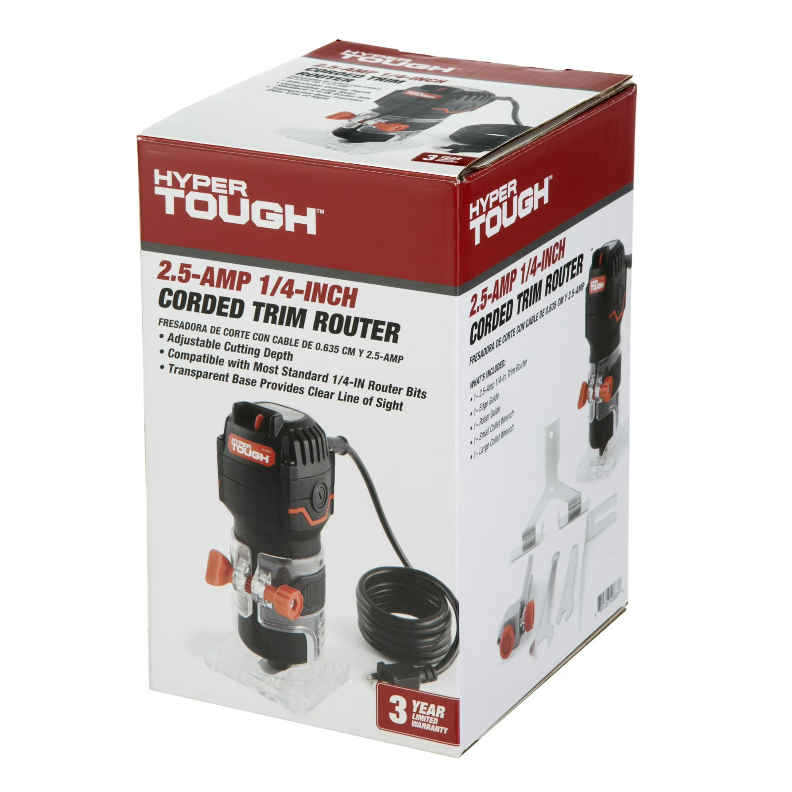 Hyper Tough 2.5A 1/4 inch Trim Router, Light-Duty Woodworking Router Type