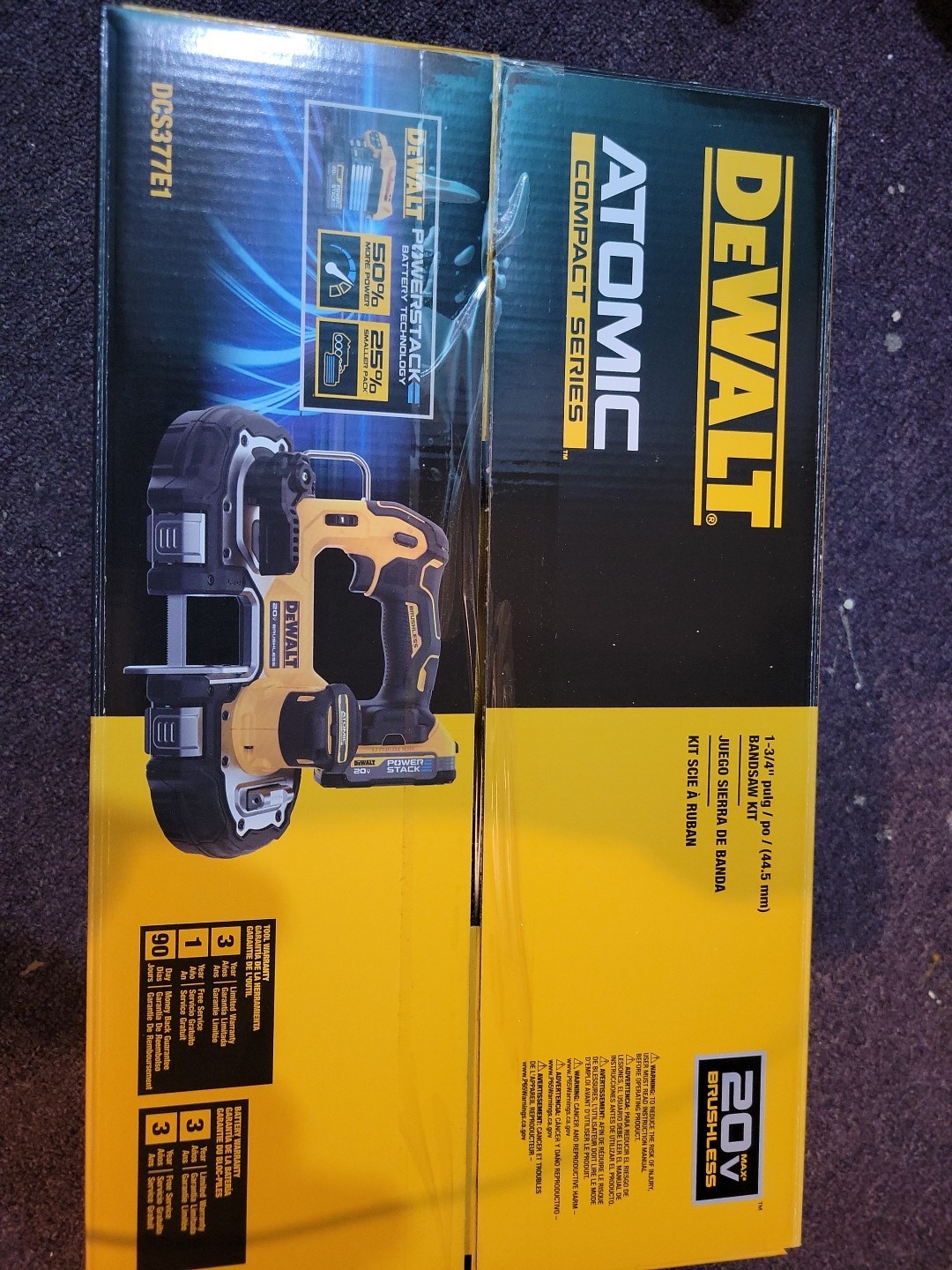 Bandsaw Lithium-Ion Cordless 1-3/4 in. Kit DCS377E1 Dewalt Athomic 20v Max