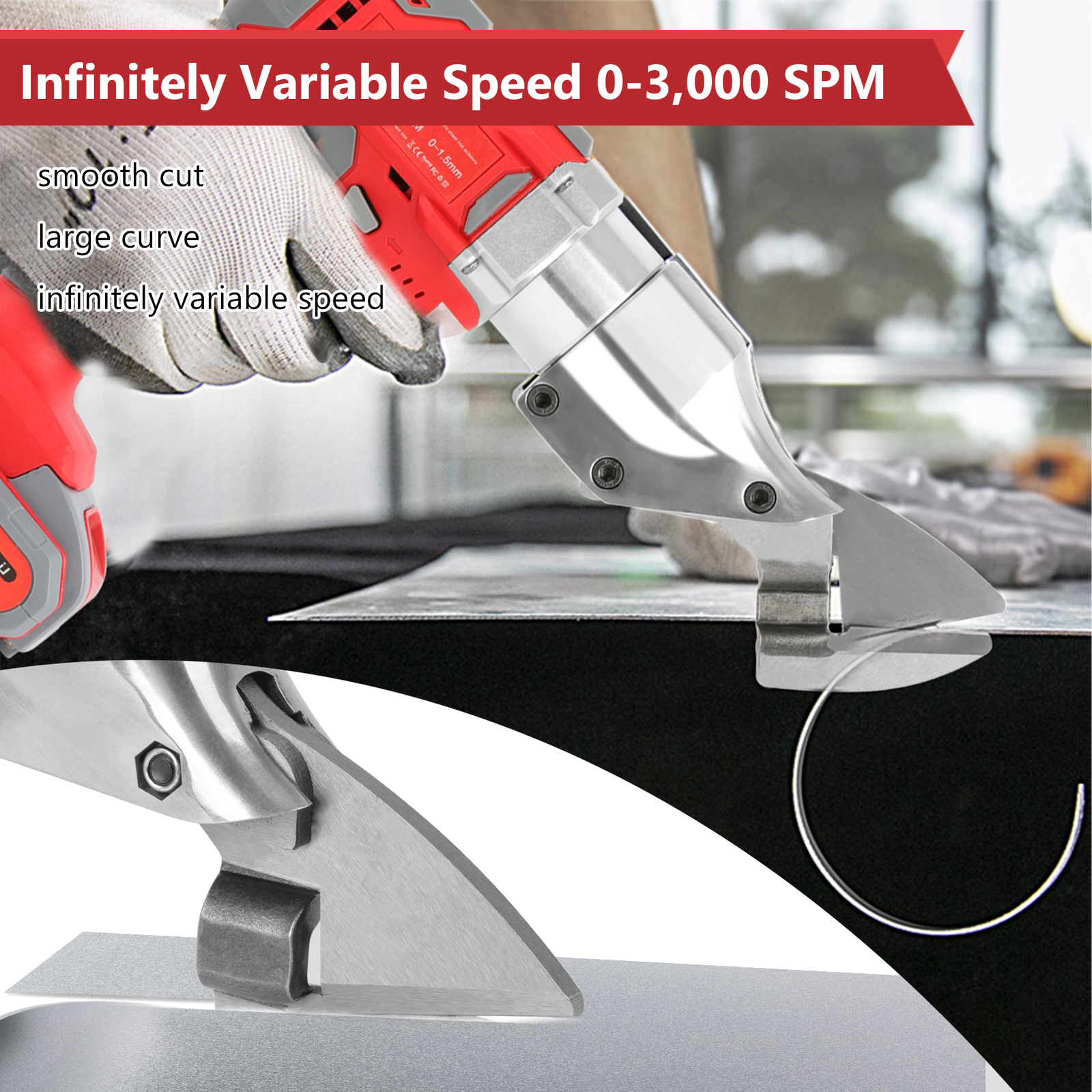 3,000-SPM 15 Gauge Off-Set Metal Shears Cordless Swivel Head 21 Volt 2 Batteries