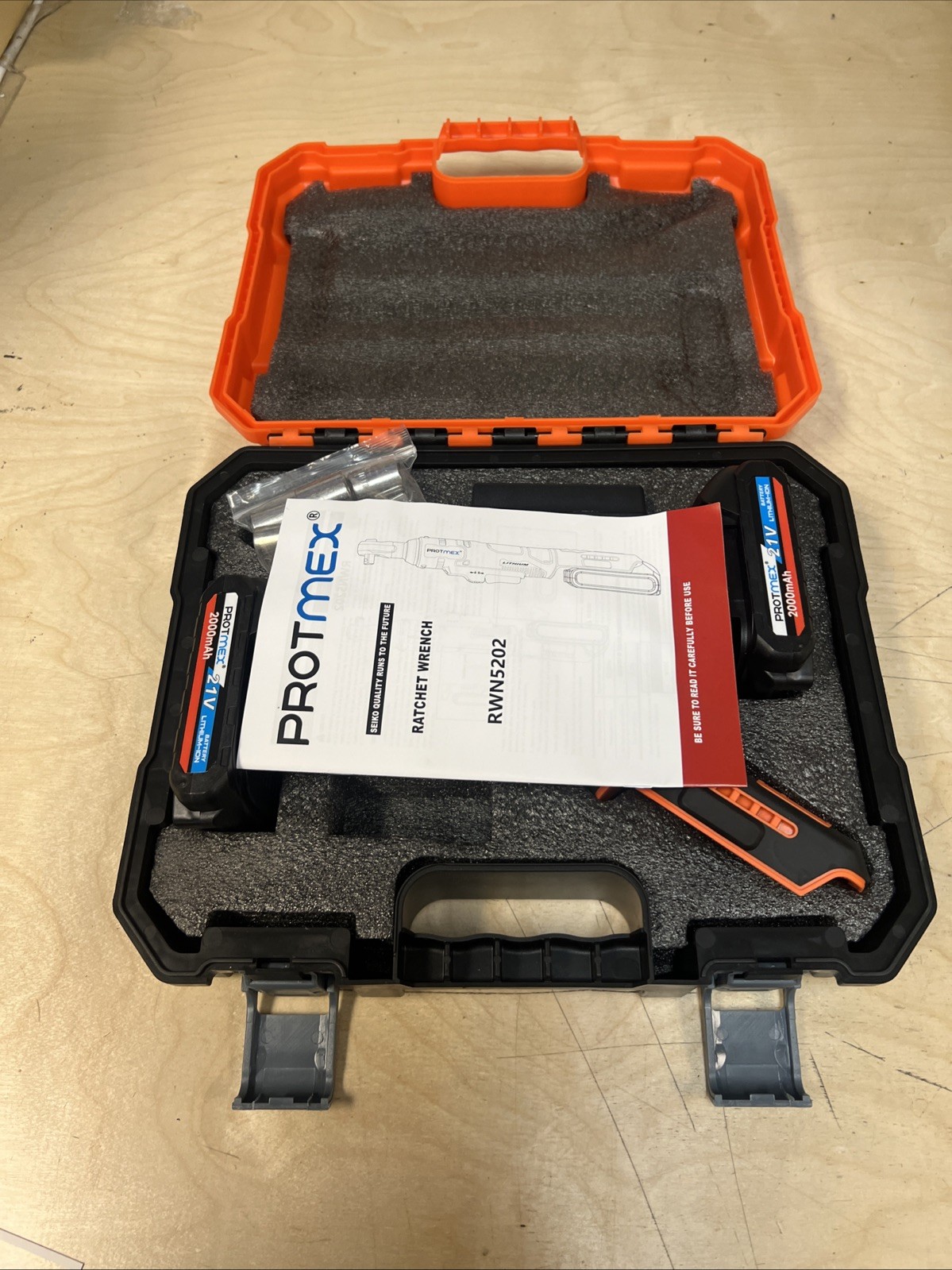 Protmex Cordless Electric Ratchet Wrench 21V 2 X 2.0Ah Battery 60FT-LBS (80N.m)
