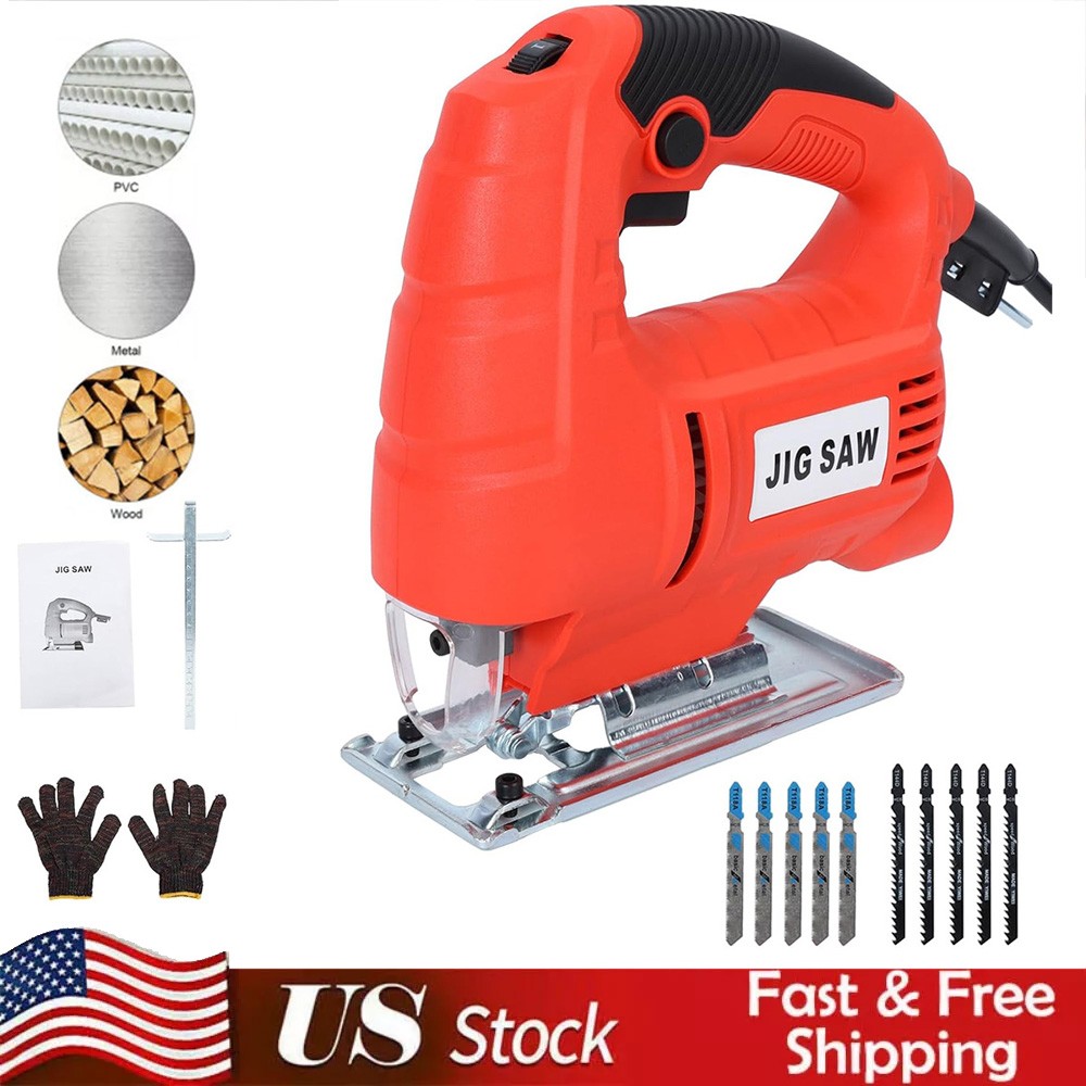 710W Jig Saw 3000RPM Corded Electric Jigsaw 6 Variable Speeds Jigsaw Tool Kit US