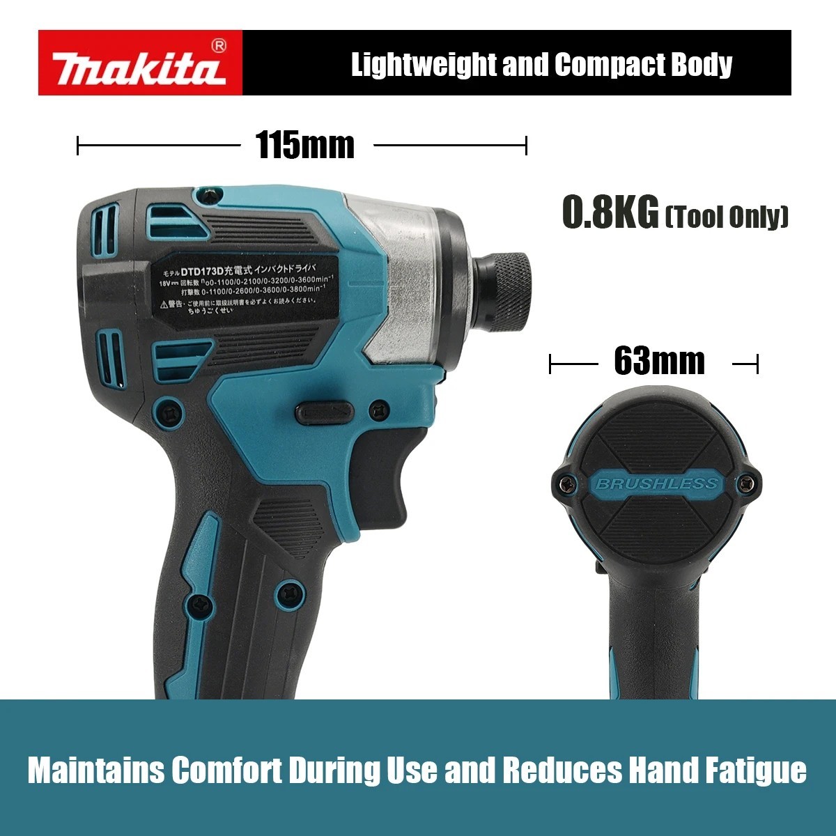 Makita TD173DZ Impact Driver TD173DZB Black 18V 1/4&Prime; Brushless Tool Only