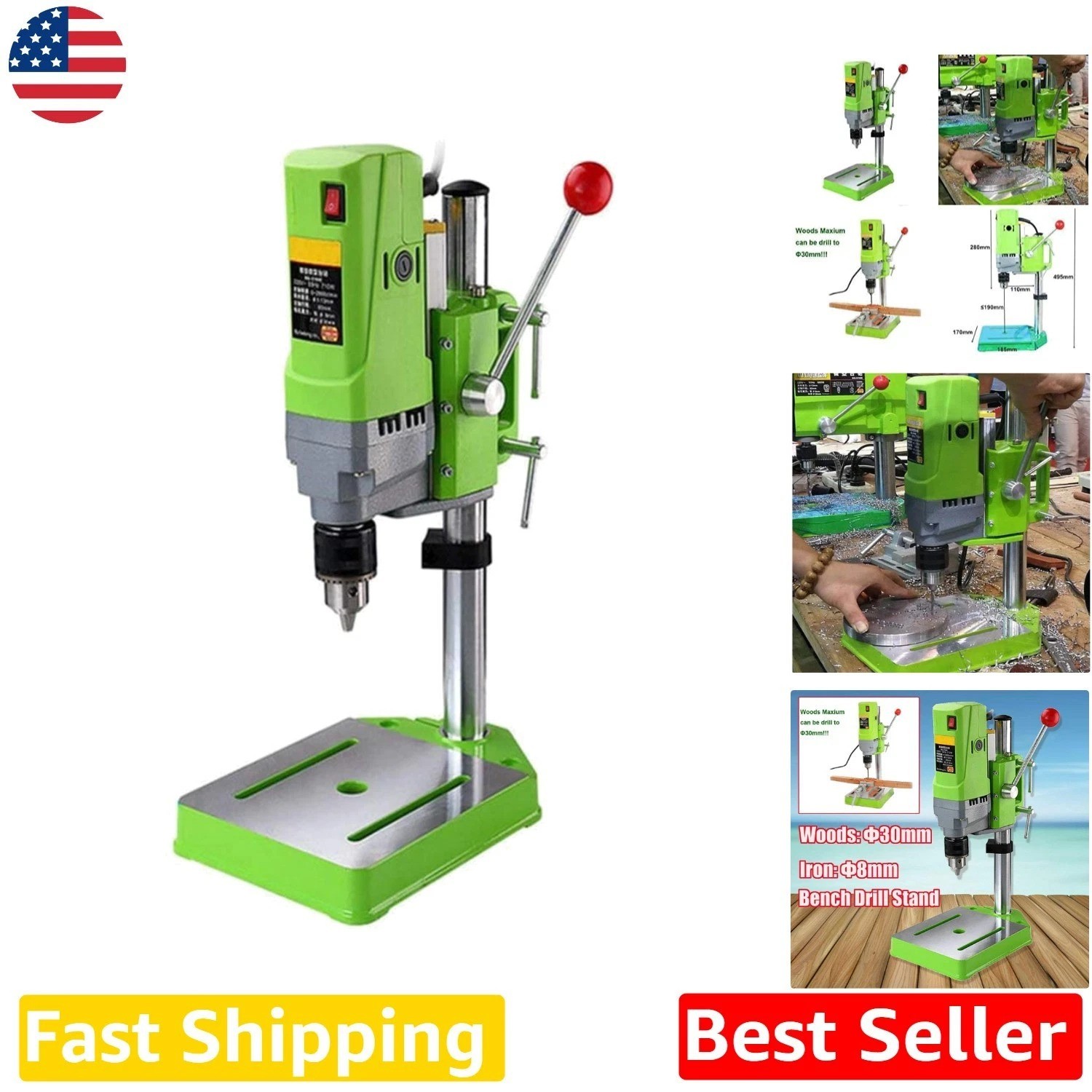 Precision 710W Bench Drill Press 6-Speed 1-13mm Chuck 2800RPM Metal Woodworking