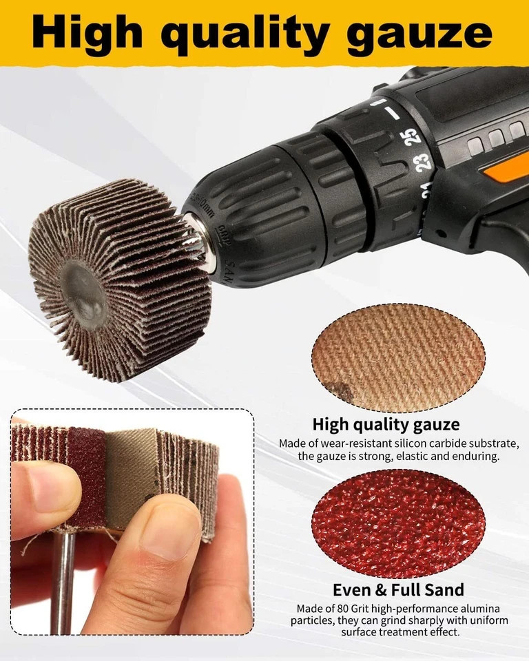 8 Pcs Flap Wheel Sander Set, 1/4&Prime; Shank 8Size Flapper Wheel, SHITIME…