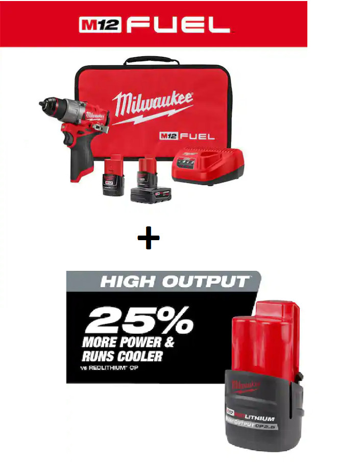 Milwaukee 3403-22 M12 FUEL 1/2&Prime; Drill/Driver Kit & EXTRA BATTERY