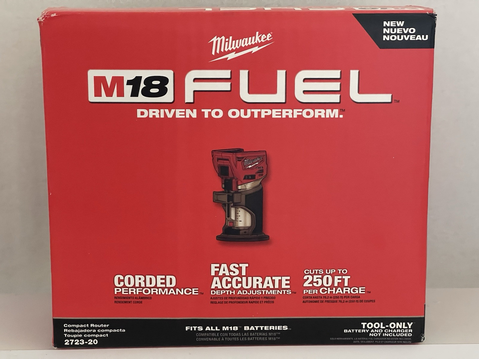 NEW Milwaukee 2723-20 M18 FUEL Lith-ion Compact Router w LED Light (Tool Only)