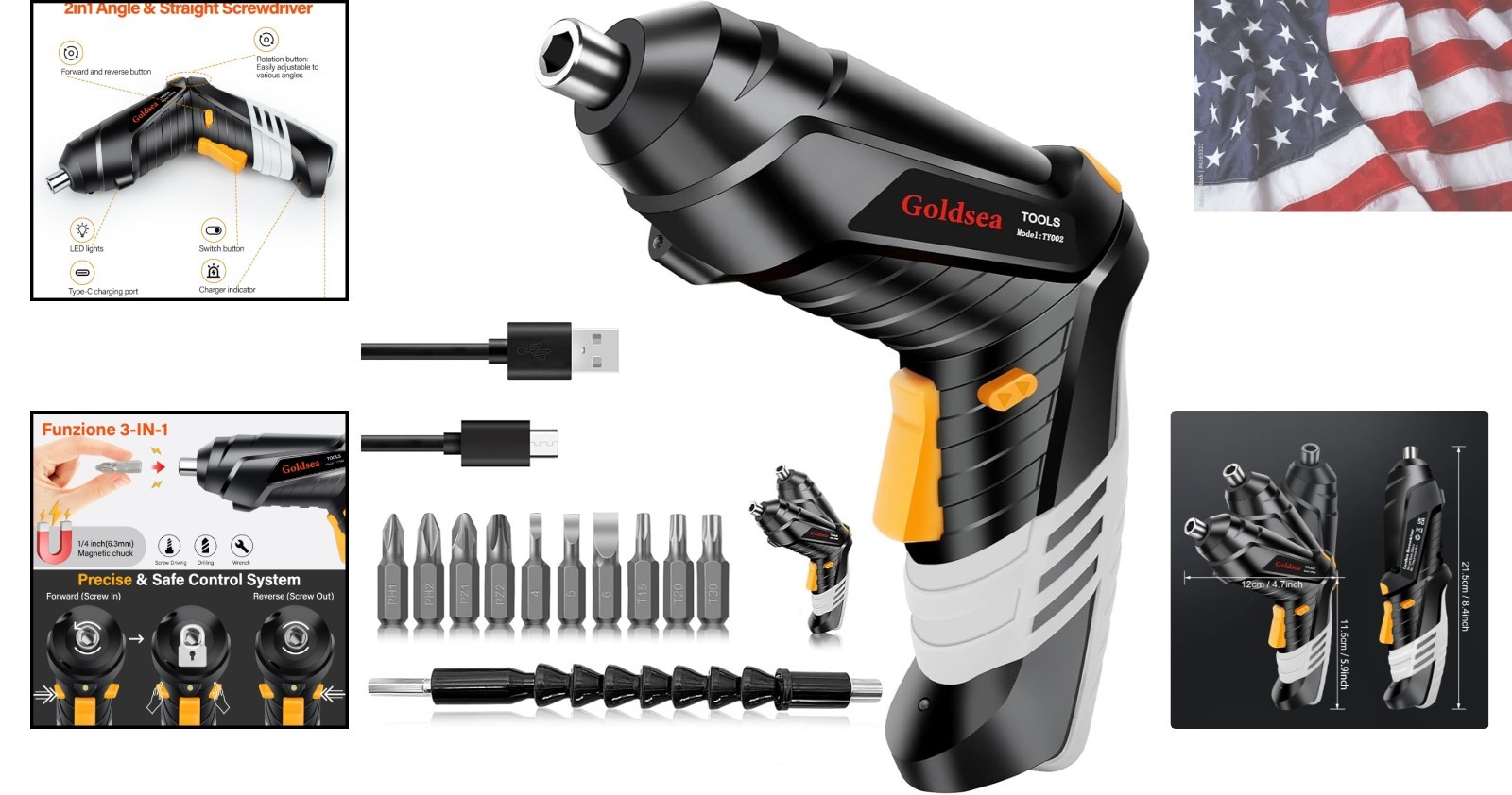 Electric Screwdriver 4.2V Cordless Screwdriver 3.5N.m 1500mAh Type-C Charging…