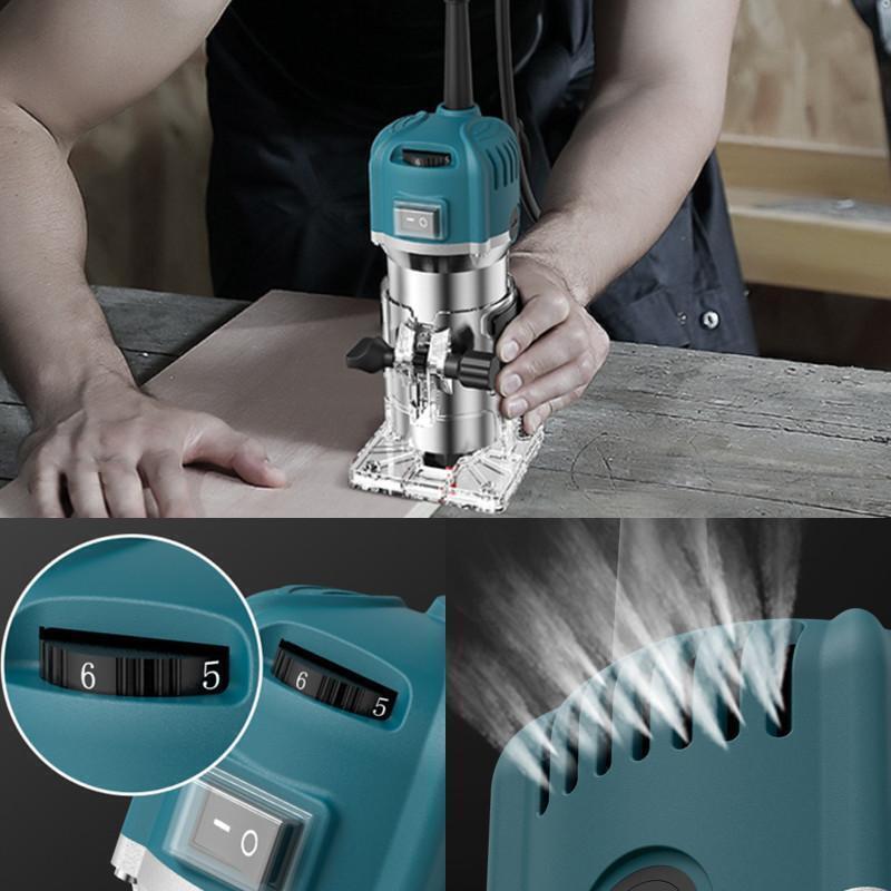 Compact Wood Router Tool Electric Hand Trimmer Set 6 Variable Speed
