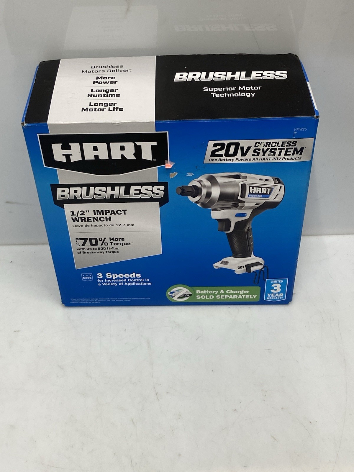 HART 20V 1/2&Prime; High Torque Brushless Impact Wrench HPIW25- TOOL ONLY Brand New