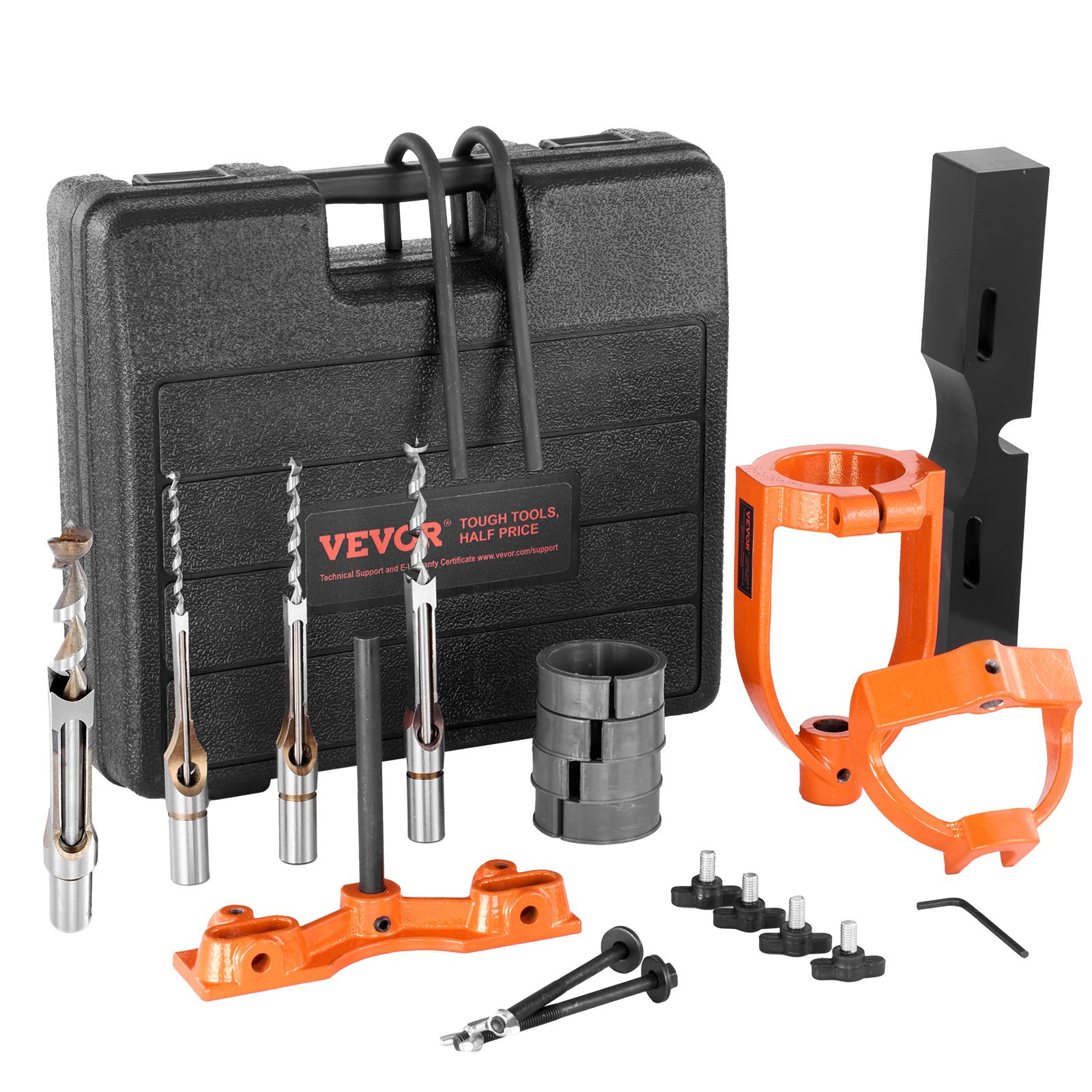 Mortising Attachment for Drill Press, Square Hole Chisel Set with 5 Bushings