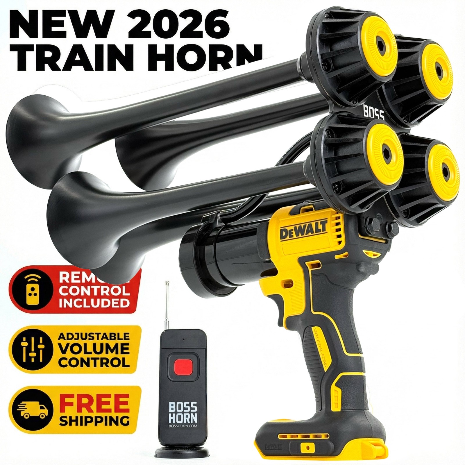 2026 New DeWalt Impact Drill Train Air Horn 20v / Remote / 3 Volume Levels