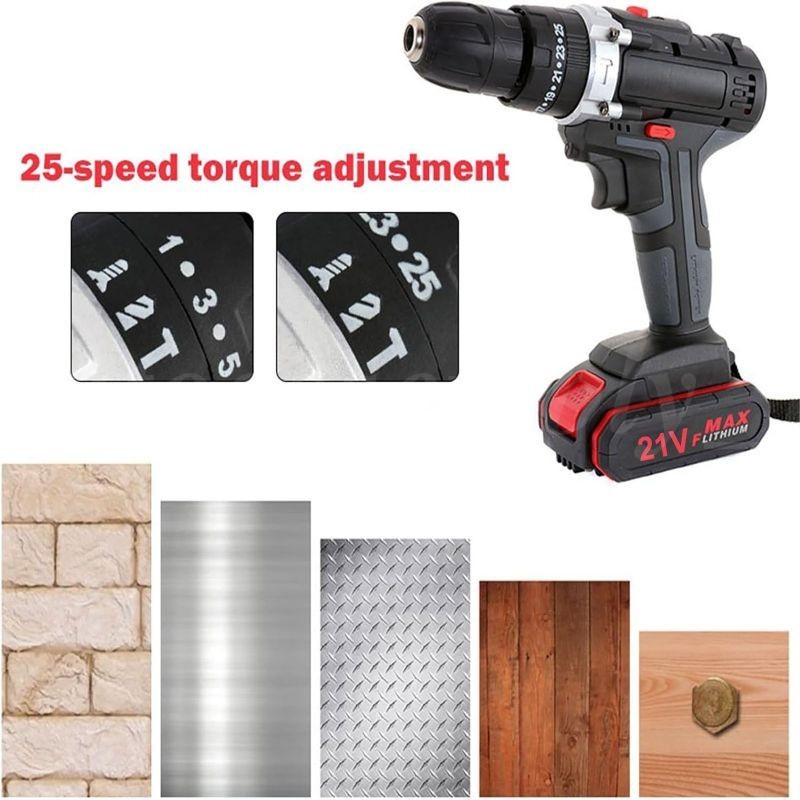 Cordless Brushless Impact Driver Hammer Drill Combo Kit w/ 2 Battery & Charger