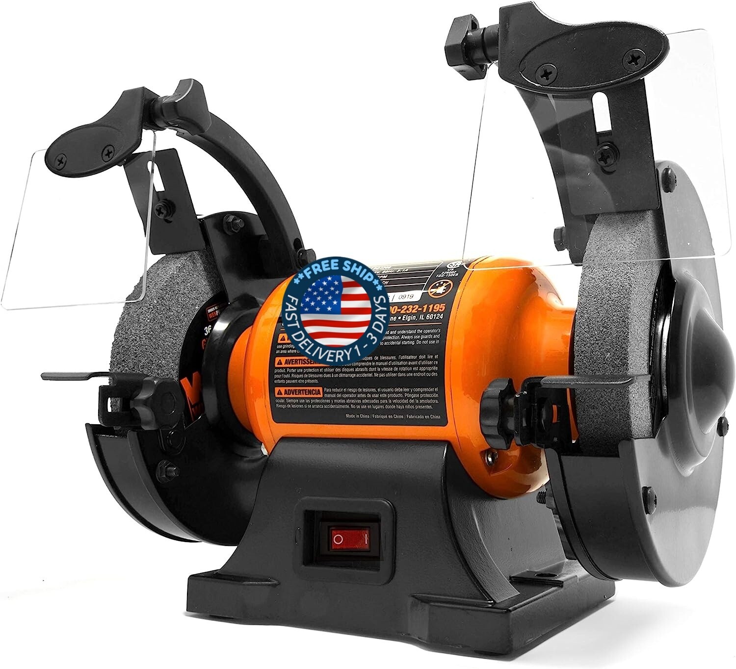 Amoladora de Banco 3,450 rpm 6-inch Eléctrica Pulidora Máquina de Molienda 120V