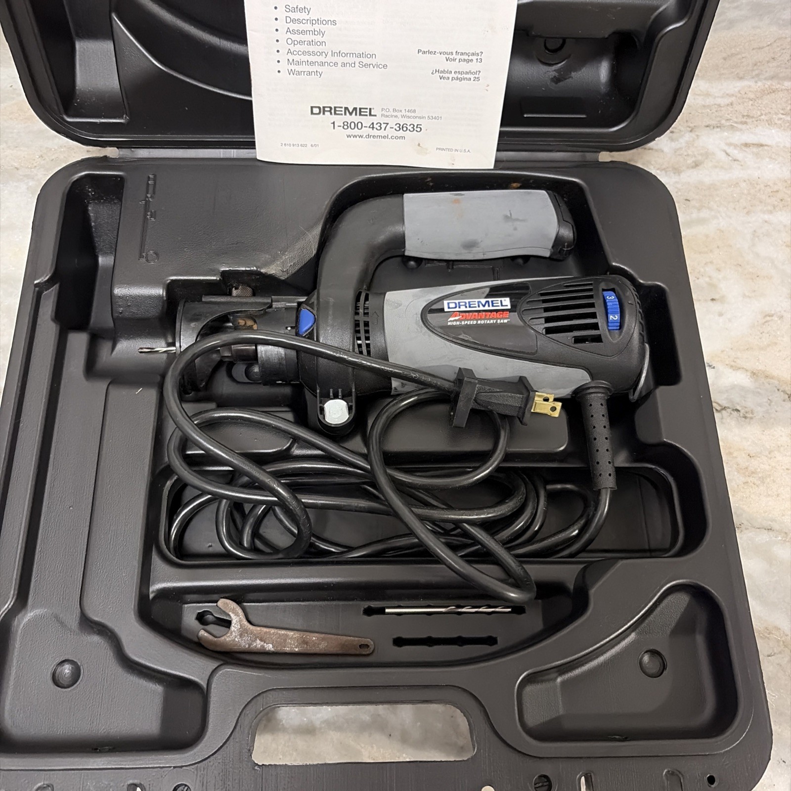 Dremel Advantage 9000 High Speed Rotary Saw Hard Case Manual Bit Wrench WORKS