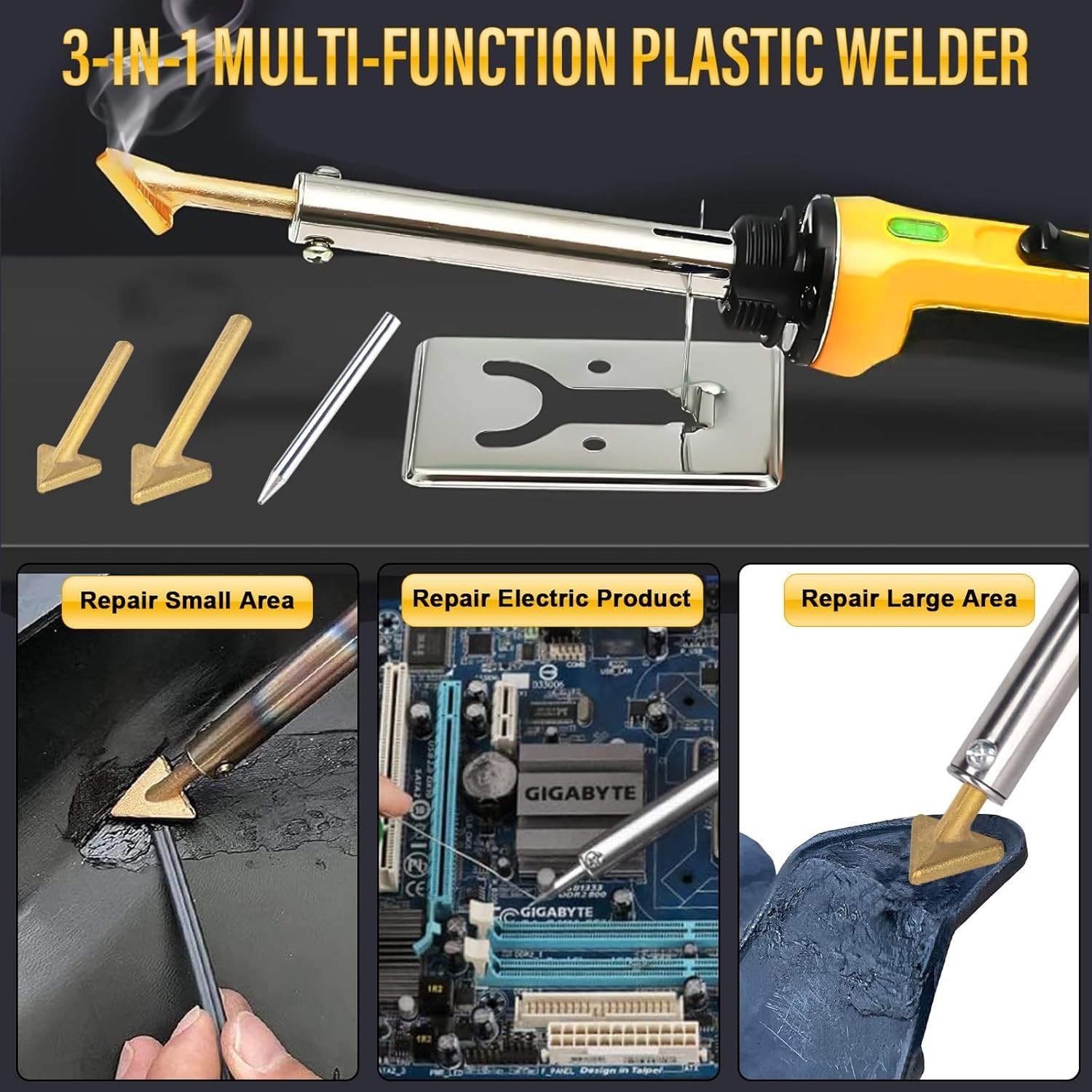 150W Rapid Heating Plastic Welder 3-in-1 Welding Kit with 70pcs Rods 3 Tips