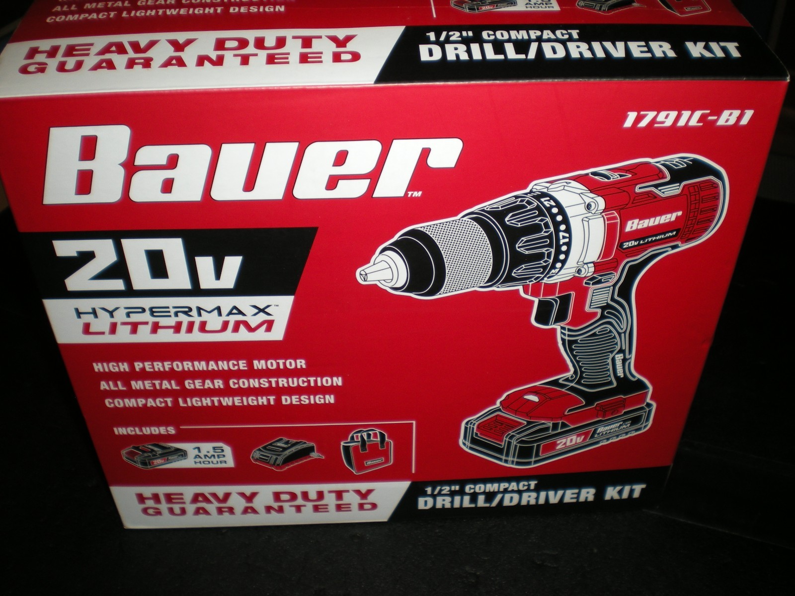 Bauer 20 Volt Drill Driver Bundle W/ Battery Charger, NEW, ++ EXTRAS 1791C-B1