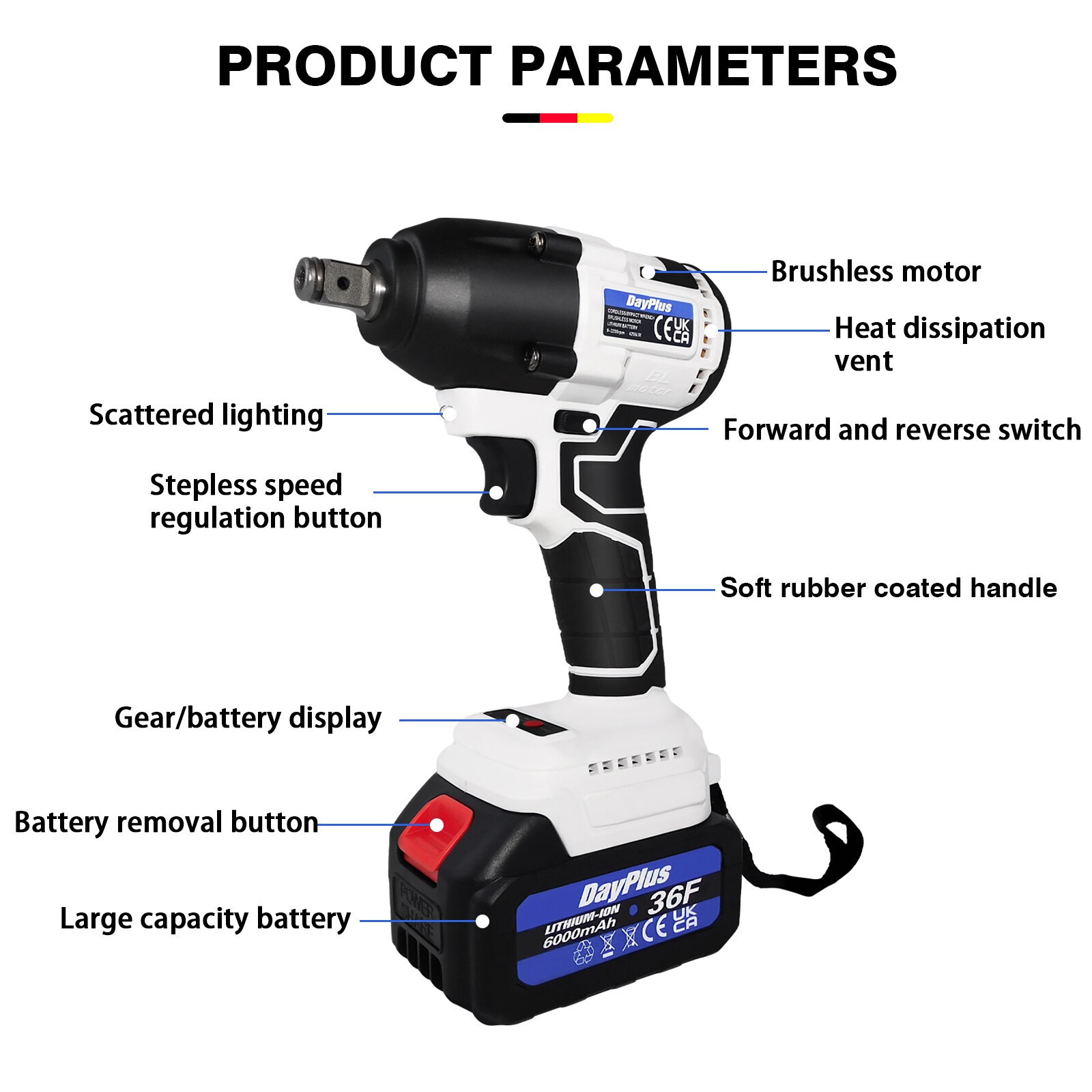Wheel Impact Wrench Electric Drill for Car Tyre Auto Scaffolding Lug Nut Removal