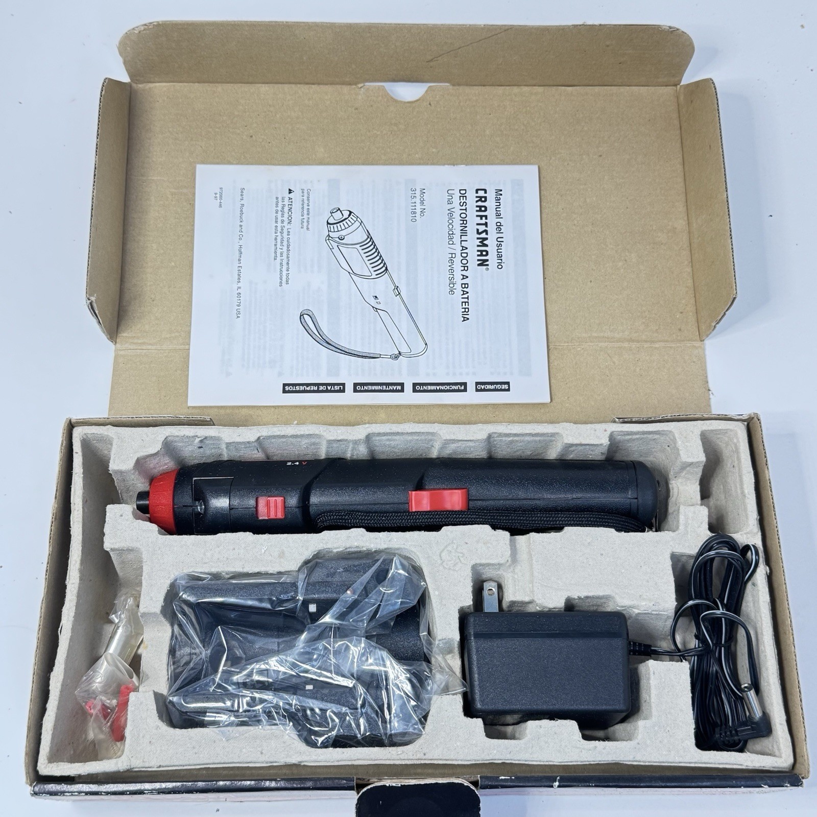 Craftsman 911181 2.4 Volt Cordless Screwdriver Brite Driver Reversible
