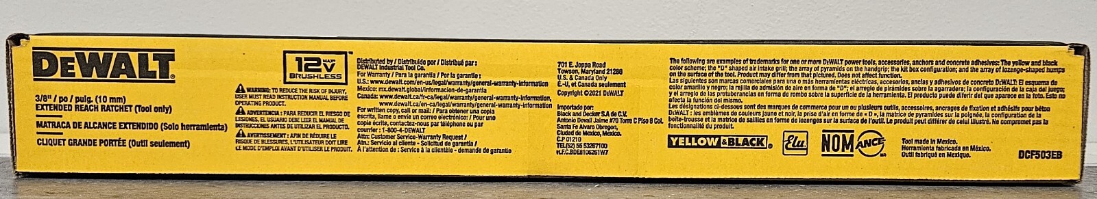 DEWALT 12V XTREME Sub-Compact Brushless 3/8 » Extended Reach Ratchet DCF503EB