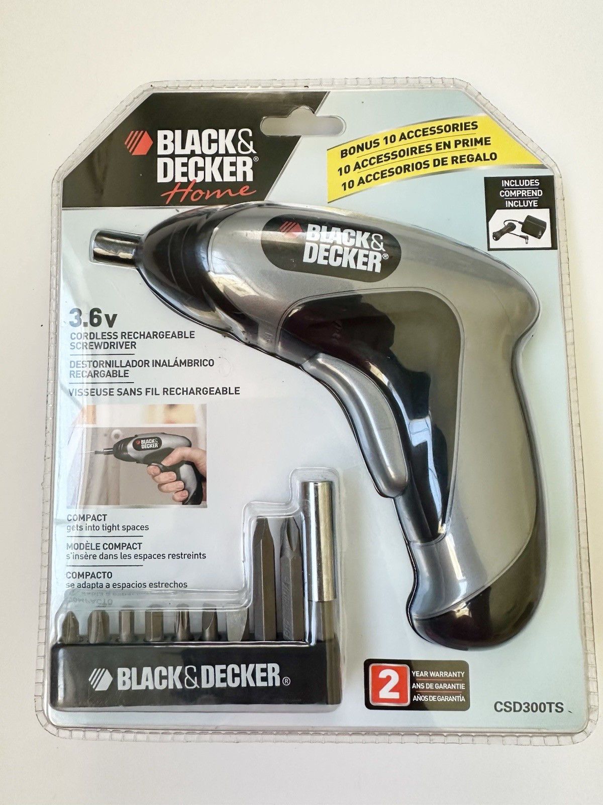 Black & Decker CSD300TS Cordless Rechargeable Screwdriver Black/Gray NEW