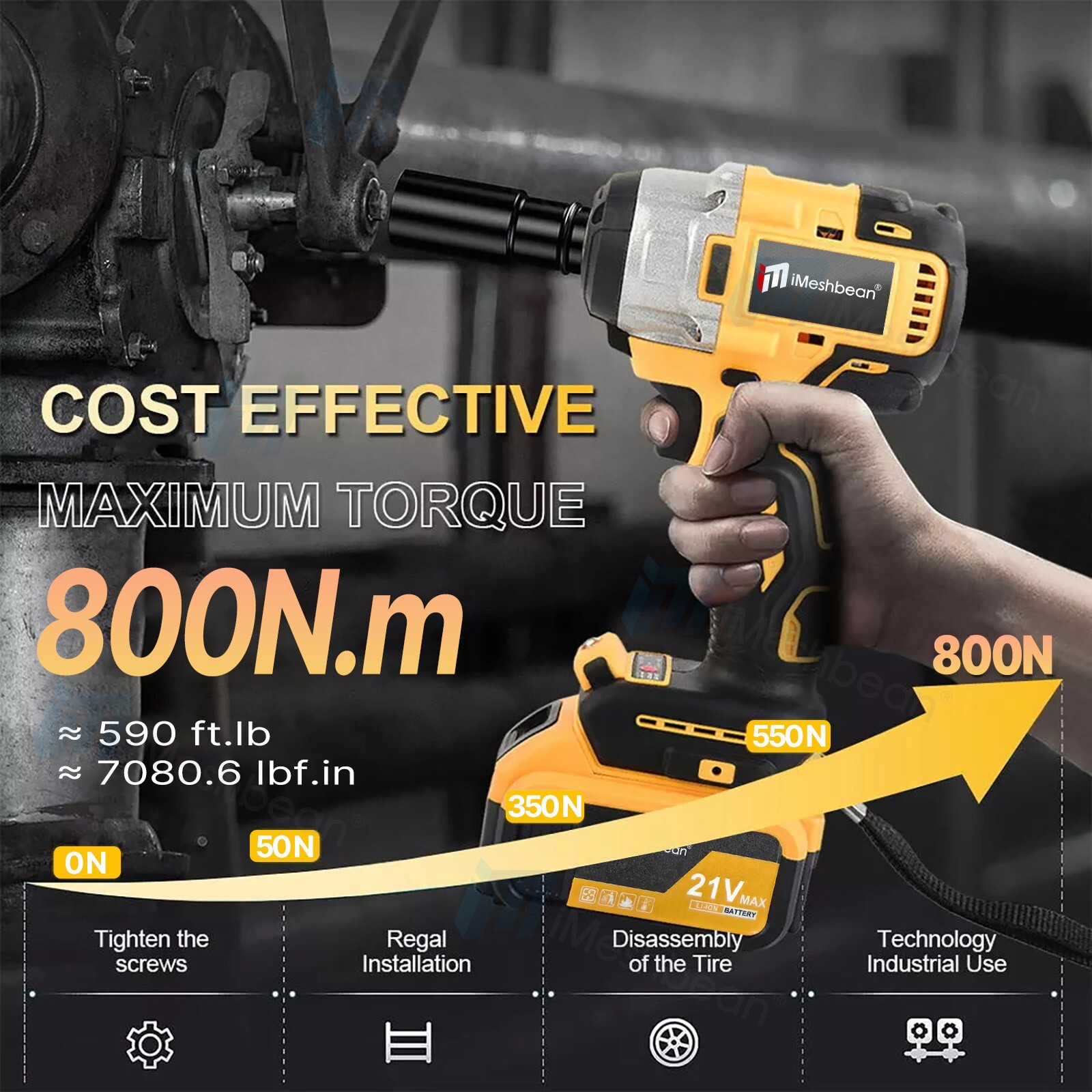 21V 800N.m Cordless 1/2 in. Impact Wrench Kit with 5.5 Ah Battery & Charger