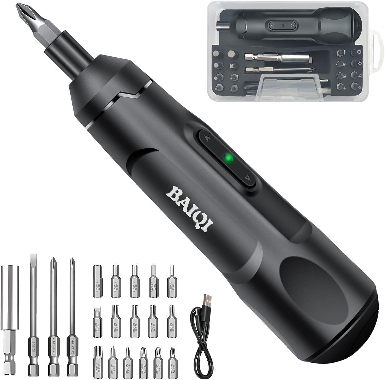Mini Electric Screwdriver Set,3.7V 800 MAH USB-C Rechargeable Cordless Rotary To