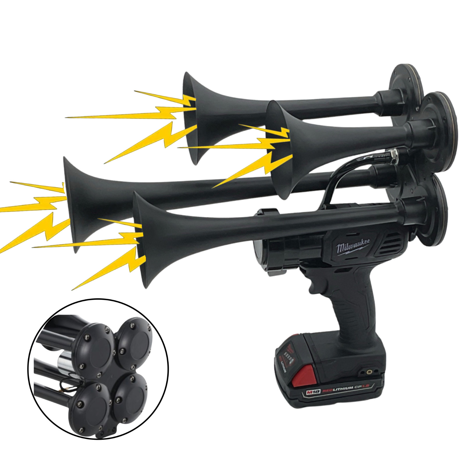 💥GatorBlast™ BLACKOUT For Milwaukee 18V impact 4X Train M18 Loud Air Trumpet