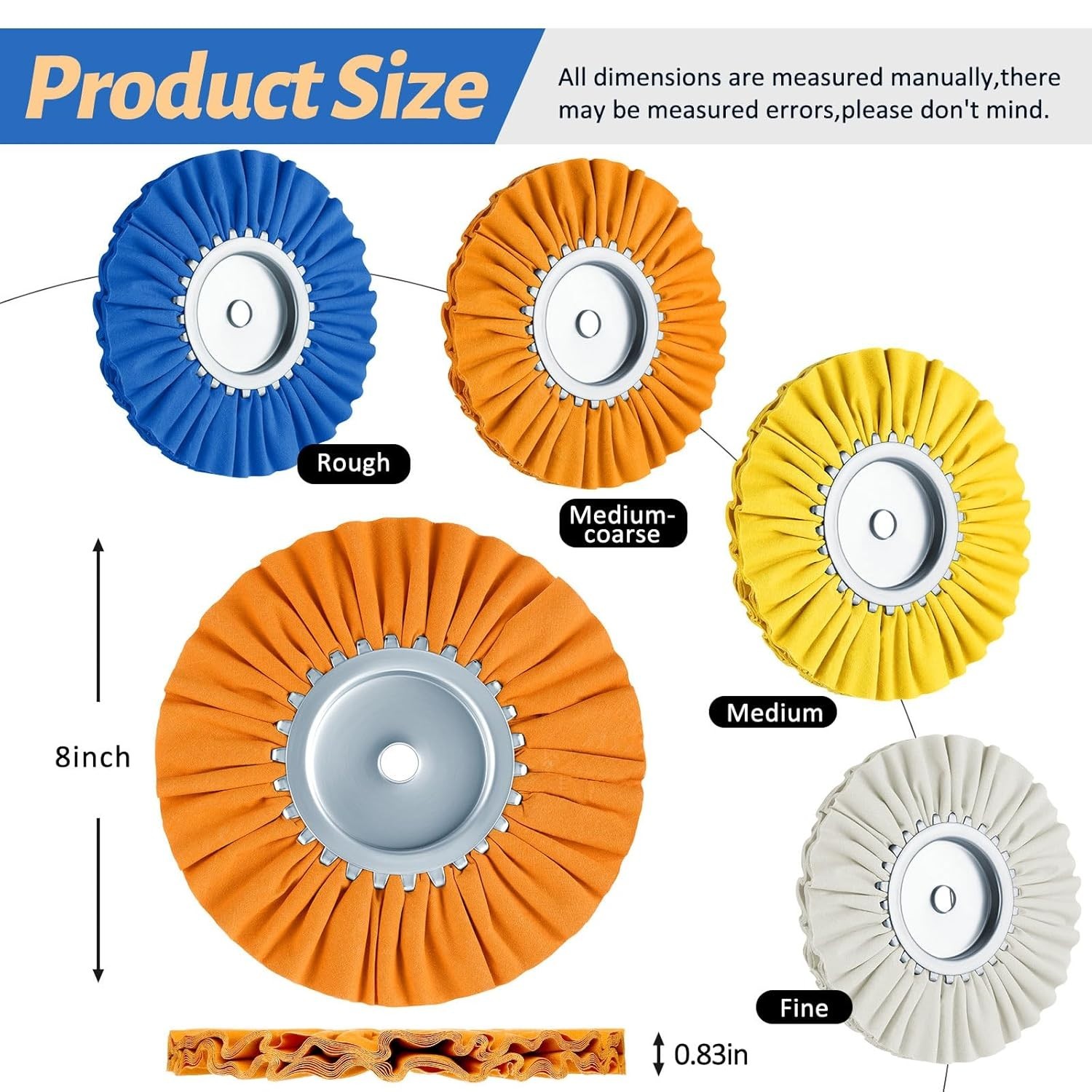 8&Prime; Aluminum Polishing Wheel Set – 9 Pcs with Safety Flange & Grit Types